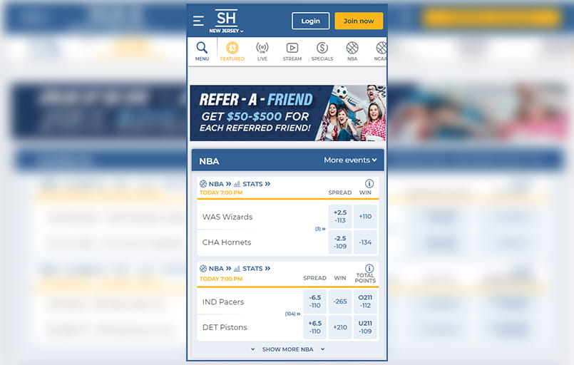 The BetRivers NJ mobile interface.
